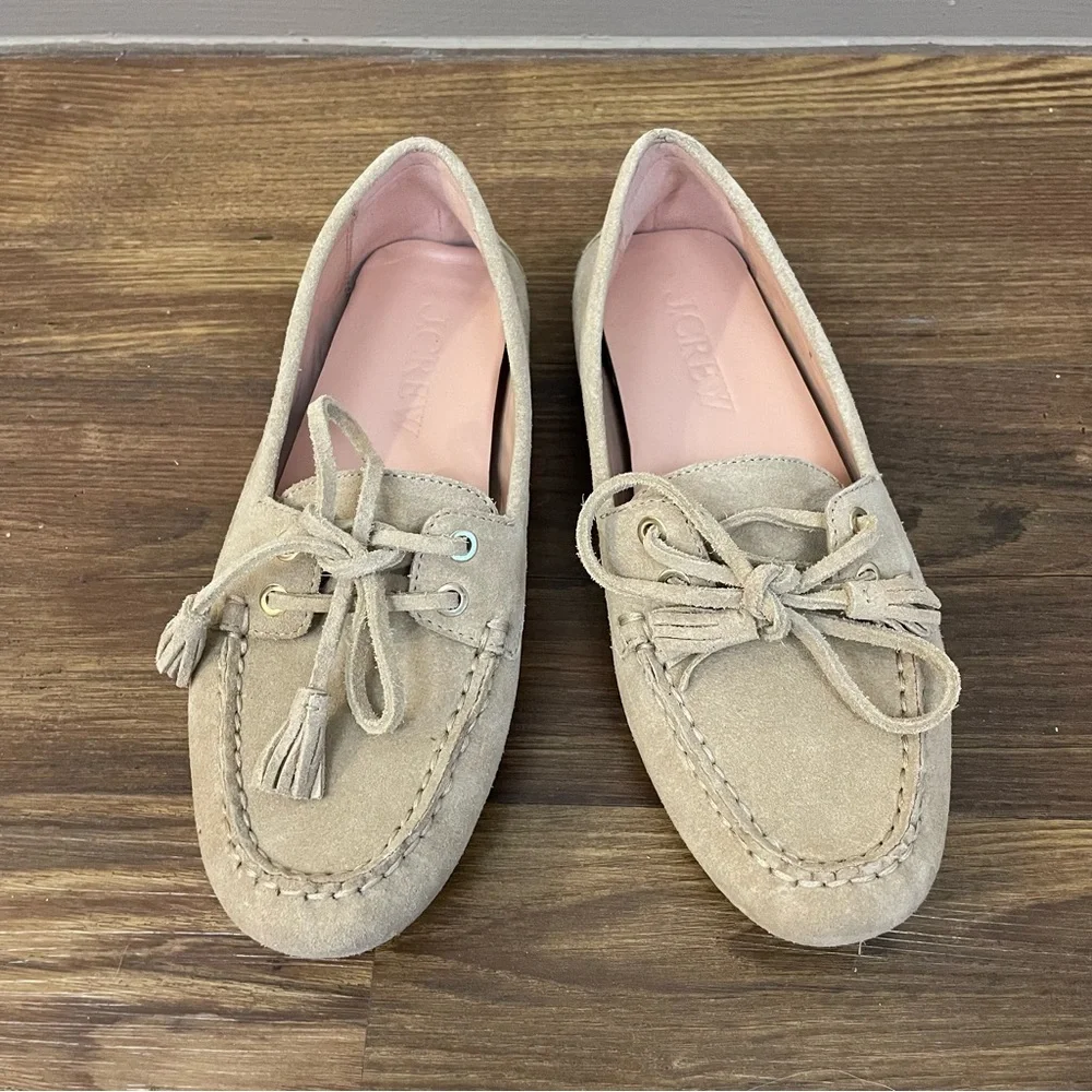 J. Crew Light Khaki Suede Driving Loafers Size‎ 5